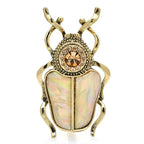 Natural Shell Beetle with Jeweled Head Brooch