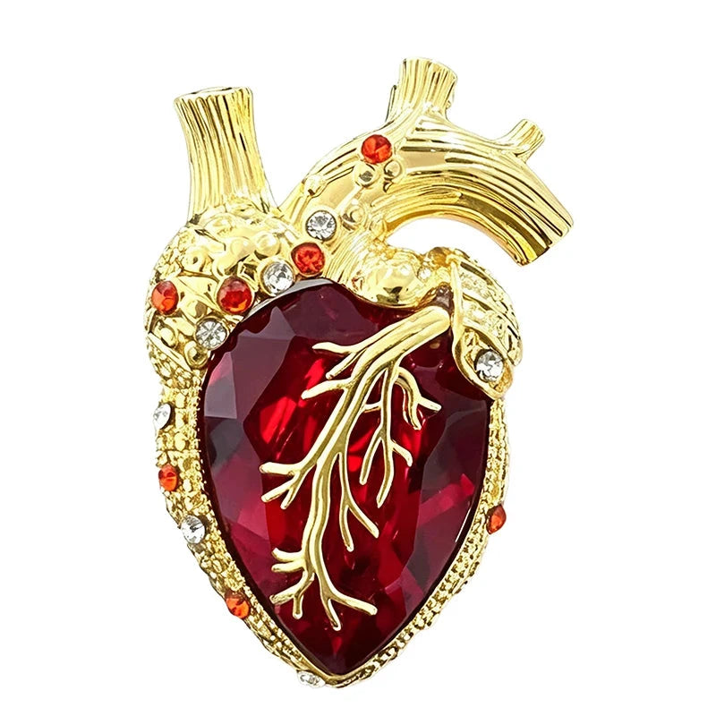Anatomical Heart with Faceted Faceted Brooch original white background product photo