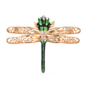 Enamel Dragonfly with Jeweled Wings Brooch — Green