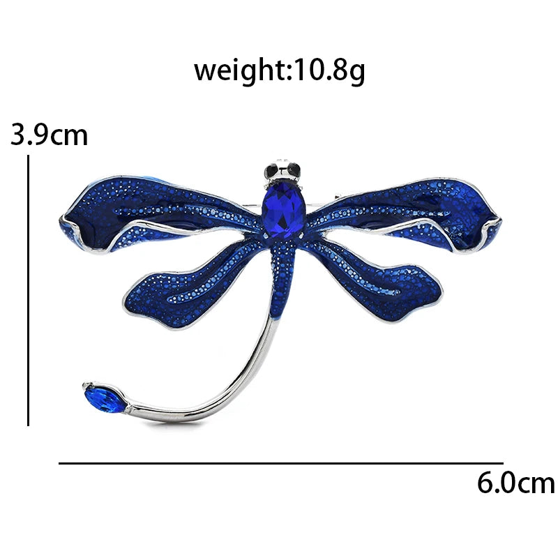 Enamel Dragonfly with Curved Tail Brooch — dimensions