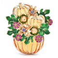 Enamel Pumpkin Flower Basket Brooch — Pumpkin Basket