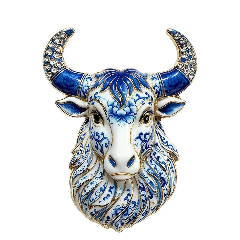 Floral Bull Head Brooch original white background variant photo