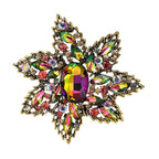 Large Layered Jeweled Star Flower Brooch