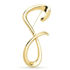 Oversized Flowing Letter S Brooch — Gold