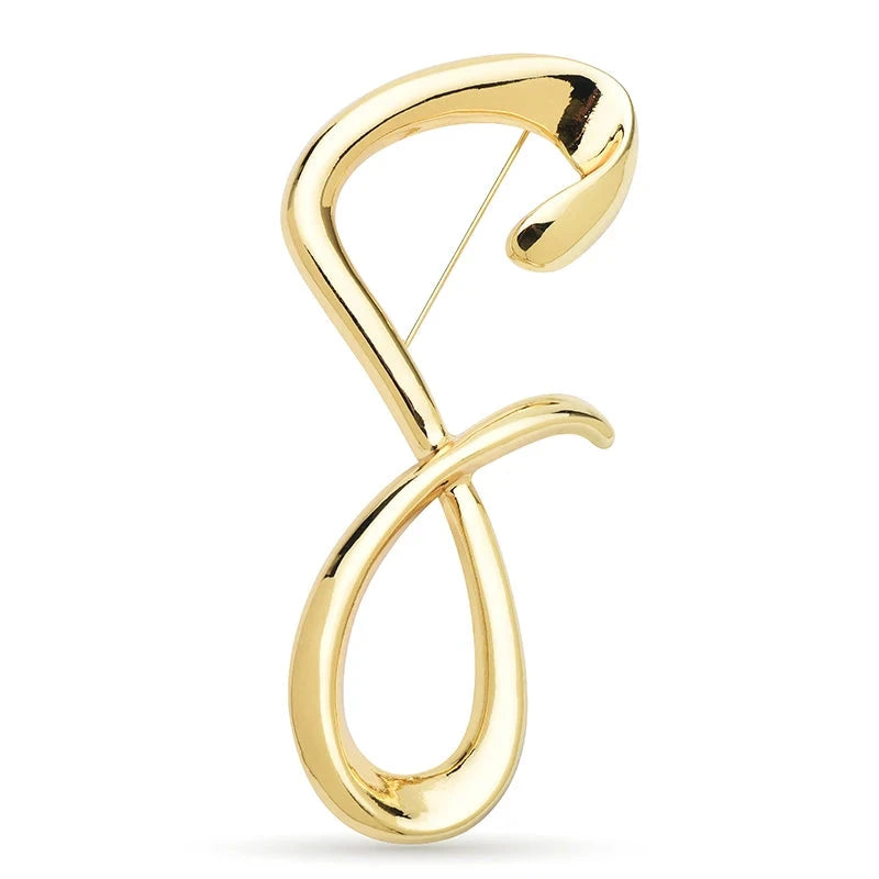 Oversized Flowing Letter S Brooch