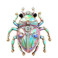 Ornate Floral Beetle with Rhinestones Brooch original white background product photo
