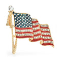 Rhinestone American Flag Brooch