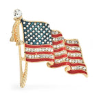 Rhinestone American Flag Brooch