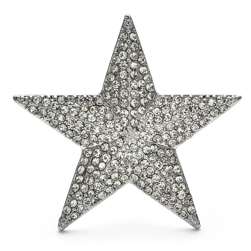 Sparkling Rhinestone Star Brooch — Clear