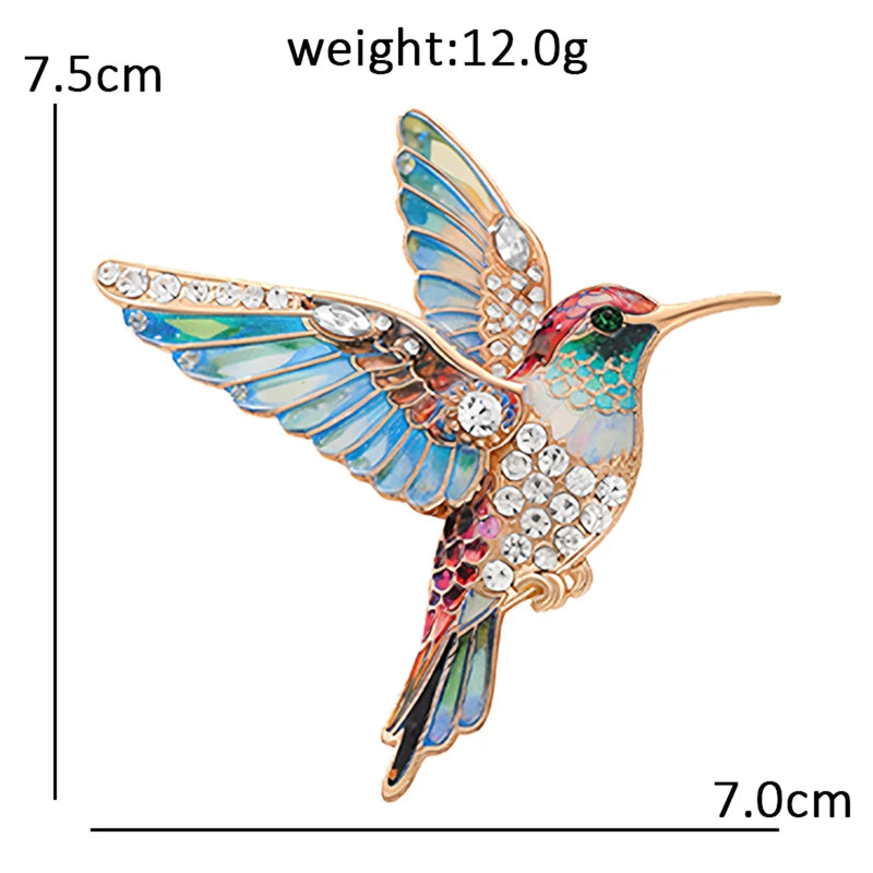 Hummingbird in Flight with Sparkling Wings Brooch