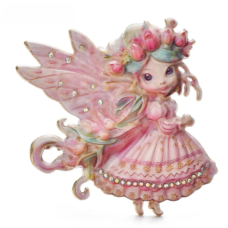 Butterfly Fairy with Floral Crown and Ruffled Dress Brooch original variant product photo