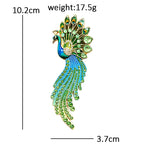 Ornate Peacock with Flowing Tail Brooch