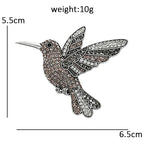 Hummingbird with Rows of Sparkling Feathers Brooch