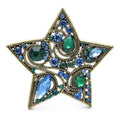 Green and Blue Jeweled Star Brooch — Green & Blue Star