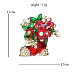 Jeweled Christmas Boot with Flowers Brooch — dimensions