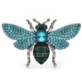 Rhinestone Bee with Spread Wings Brooch — Turquoise & Blue