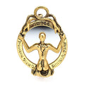 Woman in Ornate Mirror Frame Brooch — Gold