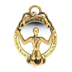 Woman in Ornate Mirror Frame Brooch — Gold