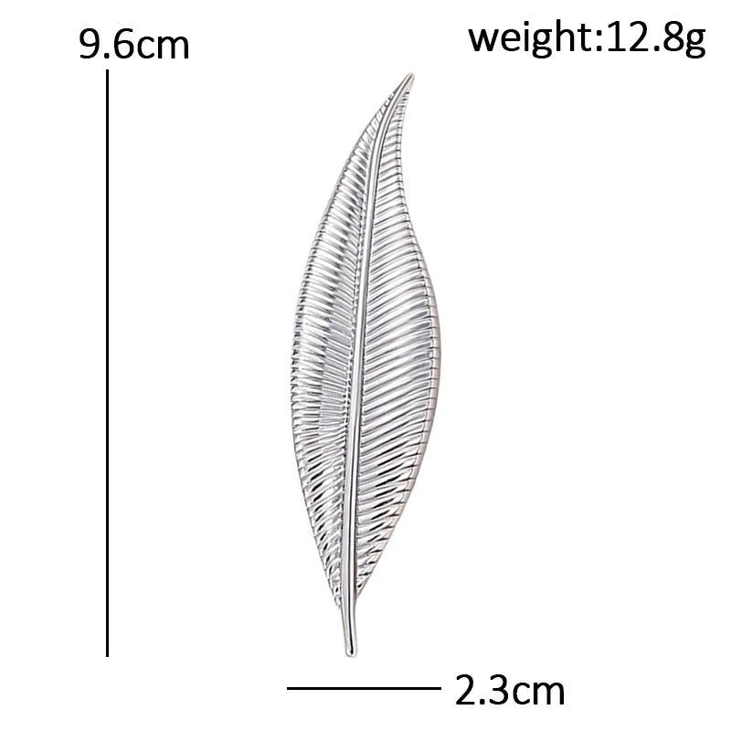 Long Textured Leaf Brooch