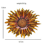 Enamel Sunflower with Jeweled Center Brooch