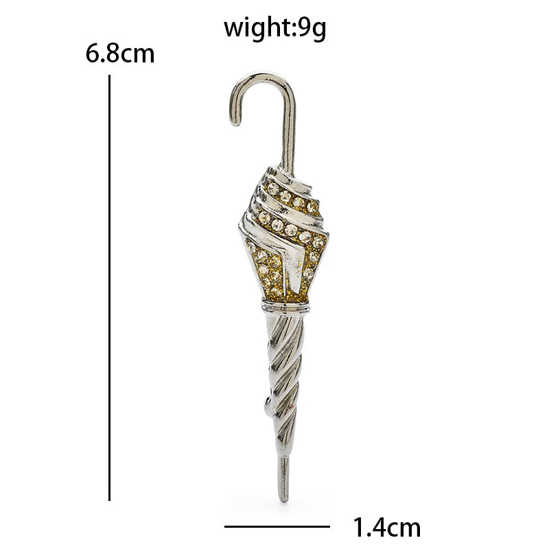 Vintage-Style Jeweled Umbrella Brooch — dimensions