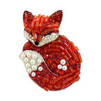 Curled Fox with Beaded Sparkle Brooch original white background product photo