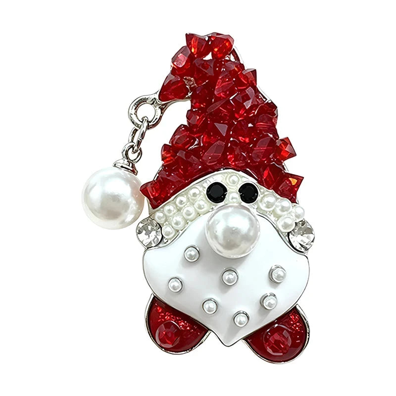 Faceted Hat Santa with Pearl-Look Accents Brooch original white background product photo