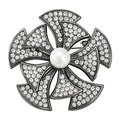Geometric Flower with Pearl-Look Accent Brooch original white background product photo