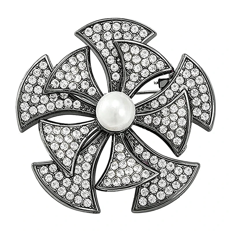 Geometric Flower with Pearl-Look Accent Brooch original white background product photo