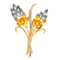 Faceted Wheat Sheaf Brooch — Blue & Yellow (Mixed)