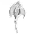 Sculptural Calla Lily with Rhinestone Center Brooch — Silver