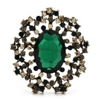 Oval Faceted Center with Ornate Rhinestone Frame Brooch original variant product photo