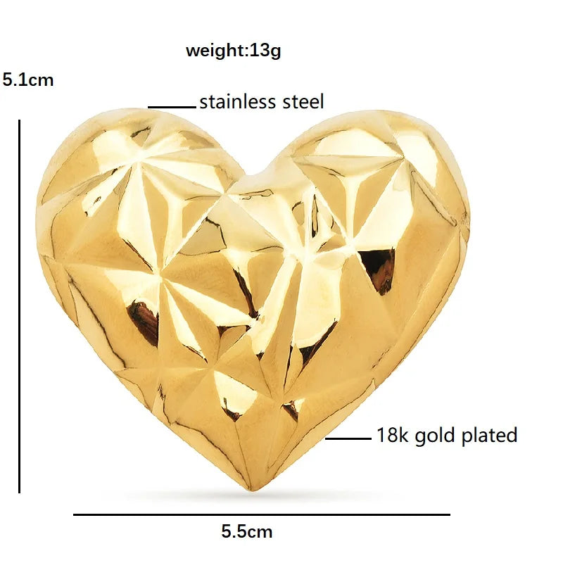 Faceted Metal Heart Brooch — dimensions