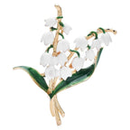 White Enamel Lily of the Valley Brooch — Lily of the Valley