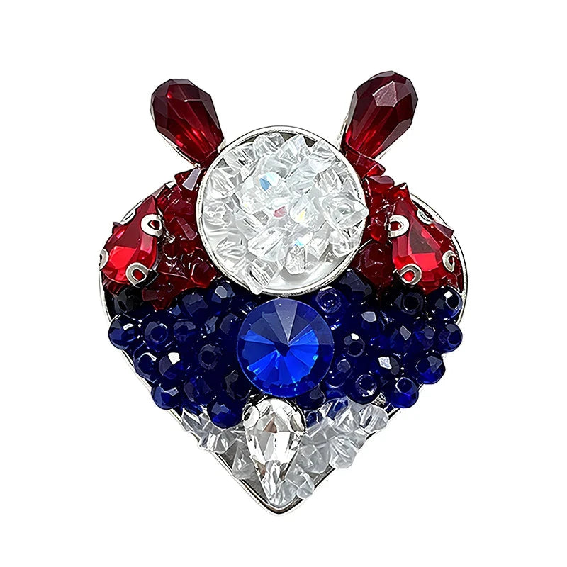Sparkling Bunny Heart Mosaic Brooch original white background product photo