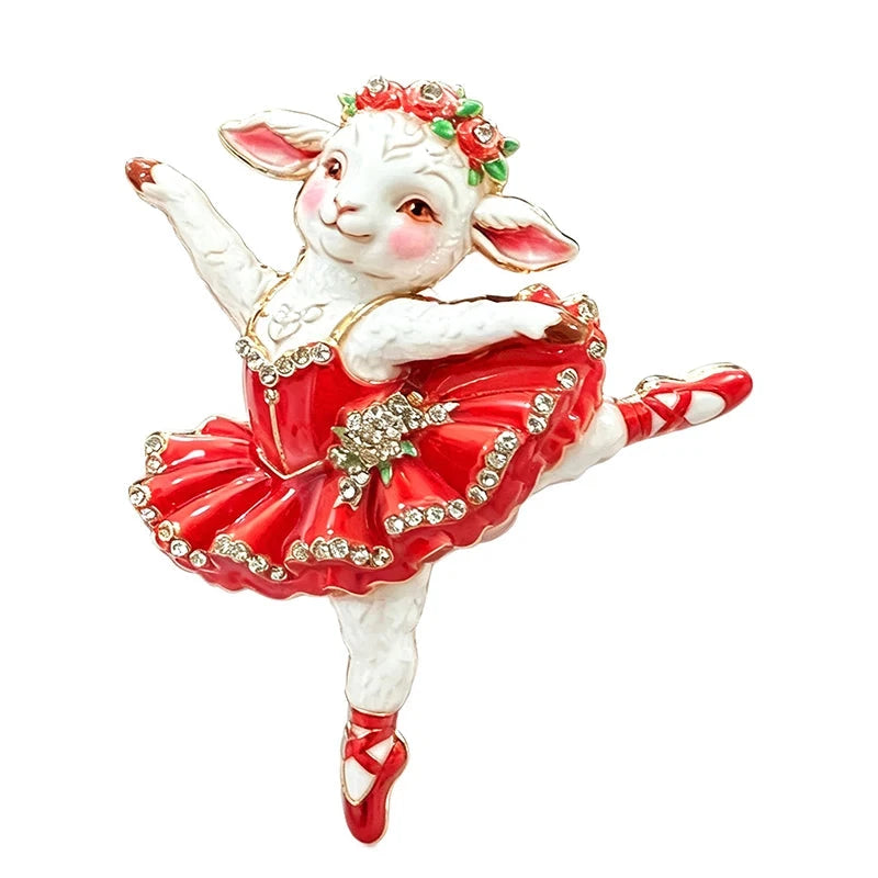 Ballerina Lamb in Tutu Brooch original white background product photo