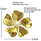 Sculptural Flower with Pearl-Look Center Brooch