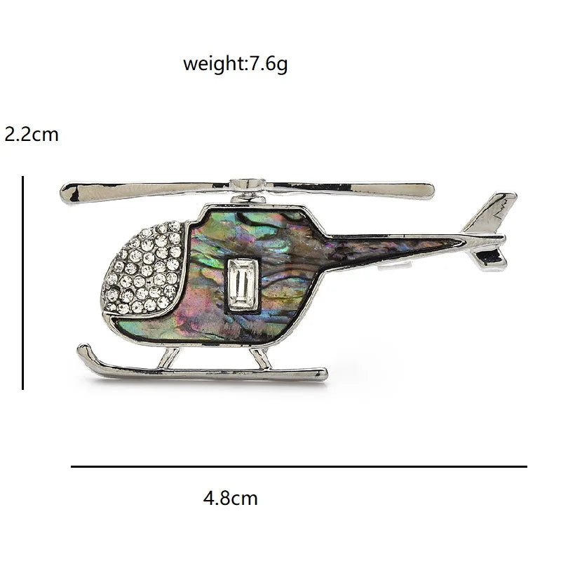Abalone-Look Helicopter Brooch dimensions and weight
