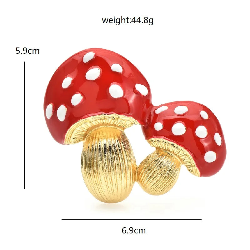Red Toadstool Mushroom Duo Brooch
