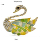 Green Enamel Swan with Rhinestones Brooch dimensions and weight