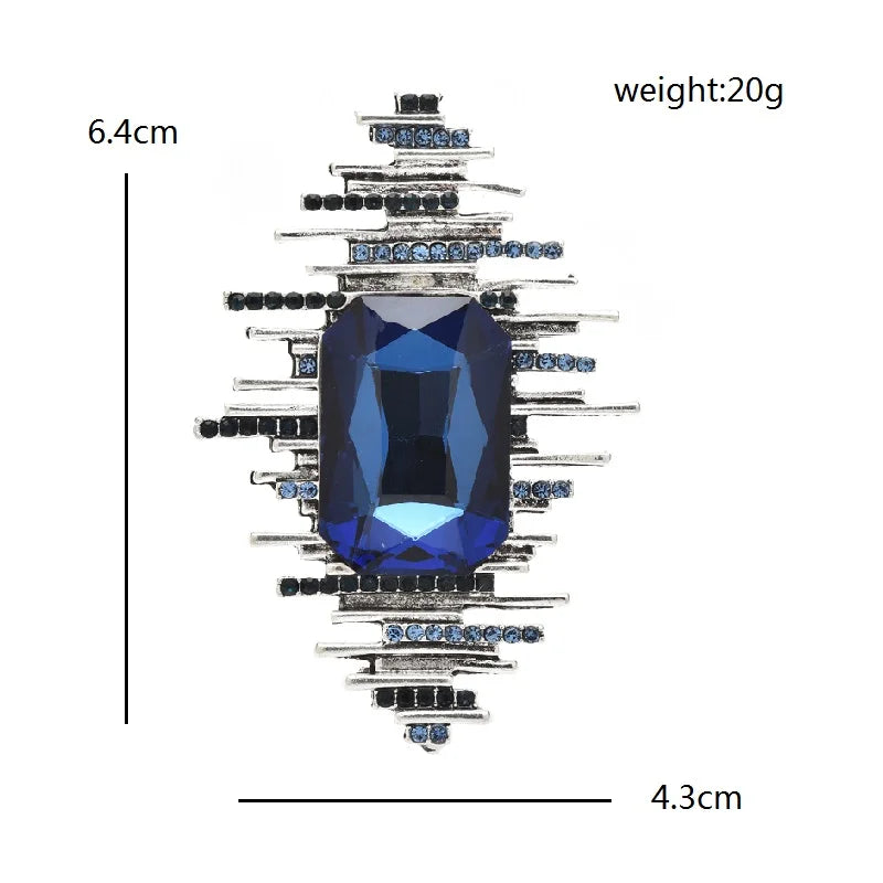 Geometric Sunburst with Faceted Center Brooch — dimensions