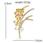 Sparkling Wheat Spray with Pearlescent Accent Brooch