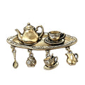 Vintage Tea Tray with Dangle Charms Brooch original white background product photo