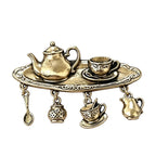Vintage Tea Tray with Dangle Charms Brooch original white background product photo