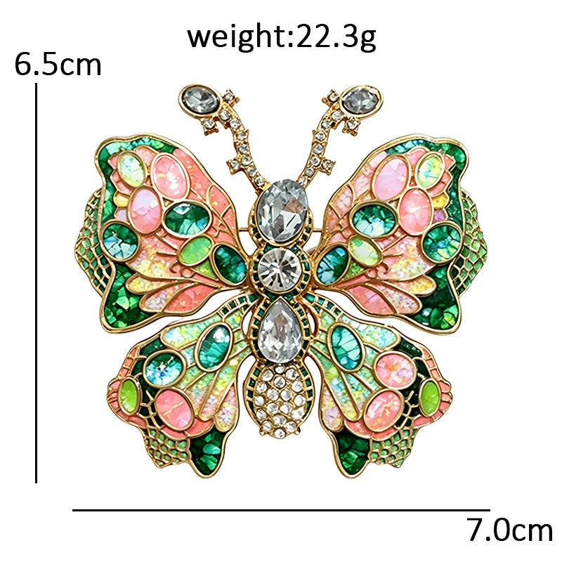 Multicolor Mosaic Wing Butterfly Brooch