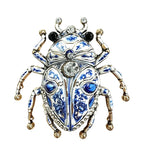 Ornate Floral Beetle with Rhinestones Brooch original white background product photo