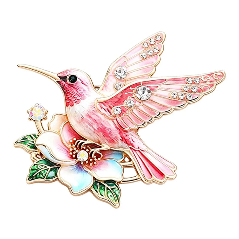 Hummingbird Hovering over a Flower Brooch original white background product photo