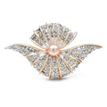 Jeweled Fan Shell with Pearl-Look Center Brooch — Jeweled Fan Shell