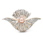 Jeweled Fan Shell with Pearl-Look Center Brooch — Jeweled Fan Shell