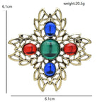Ornate Cabochon Cross Brooch dimensions and weight